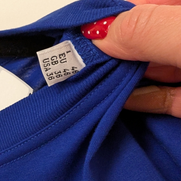 Moschino Blue Tee with Multicolor Logo - Picture 3 of 4